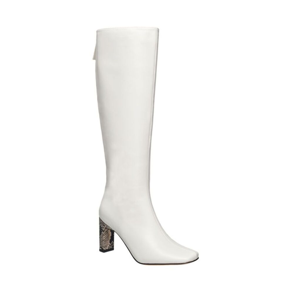 FRENCH CONNECTION Womens White Snake Heel Liv Toe Block Heel Heeled Boots 7.5